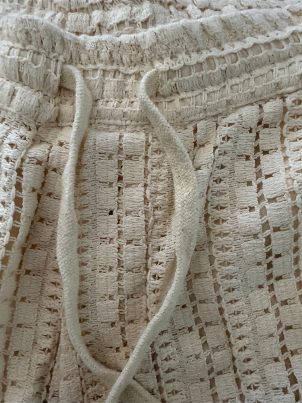 Zara Cream Crochet Drawstring Shorts - Picture 2 of 5